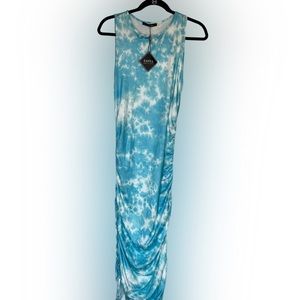 New light blue tie-dye midi dress, adjustable